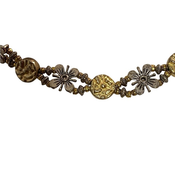 Vintage Womens Gold And Silver Overlay Metal Floral Necklace - Picture 3 of 4